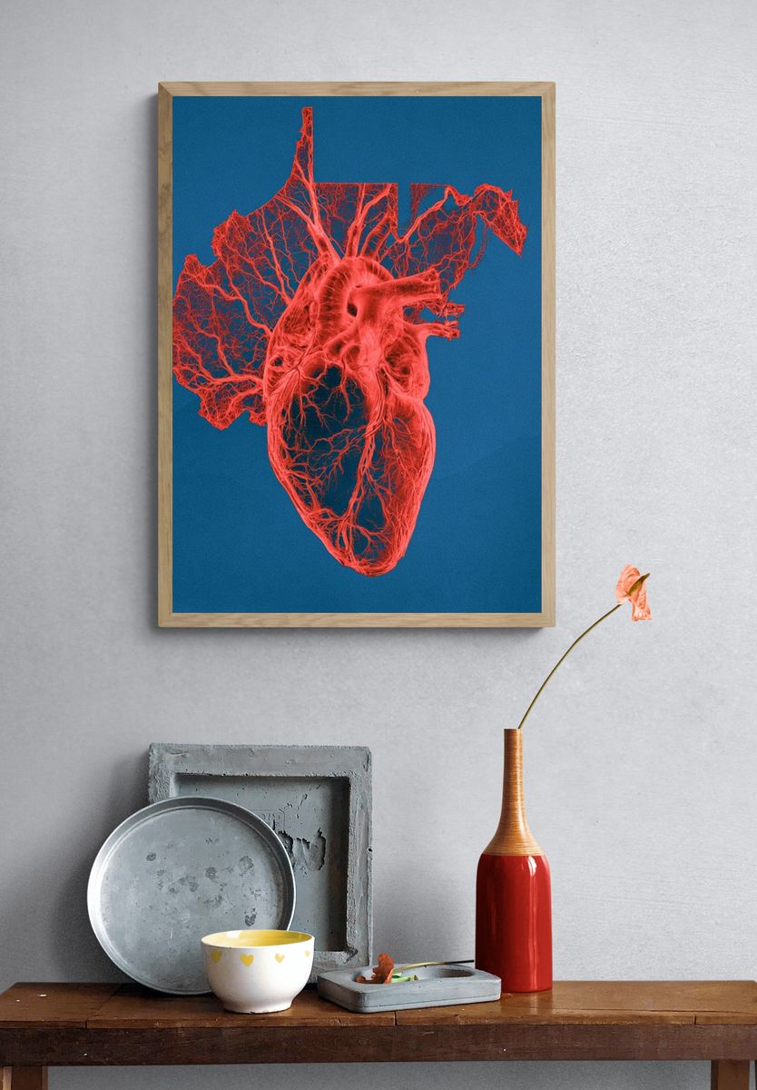 Anatomical Heart Digital Art Print. — room view 3