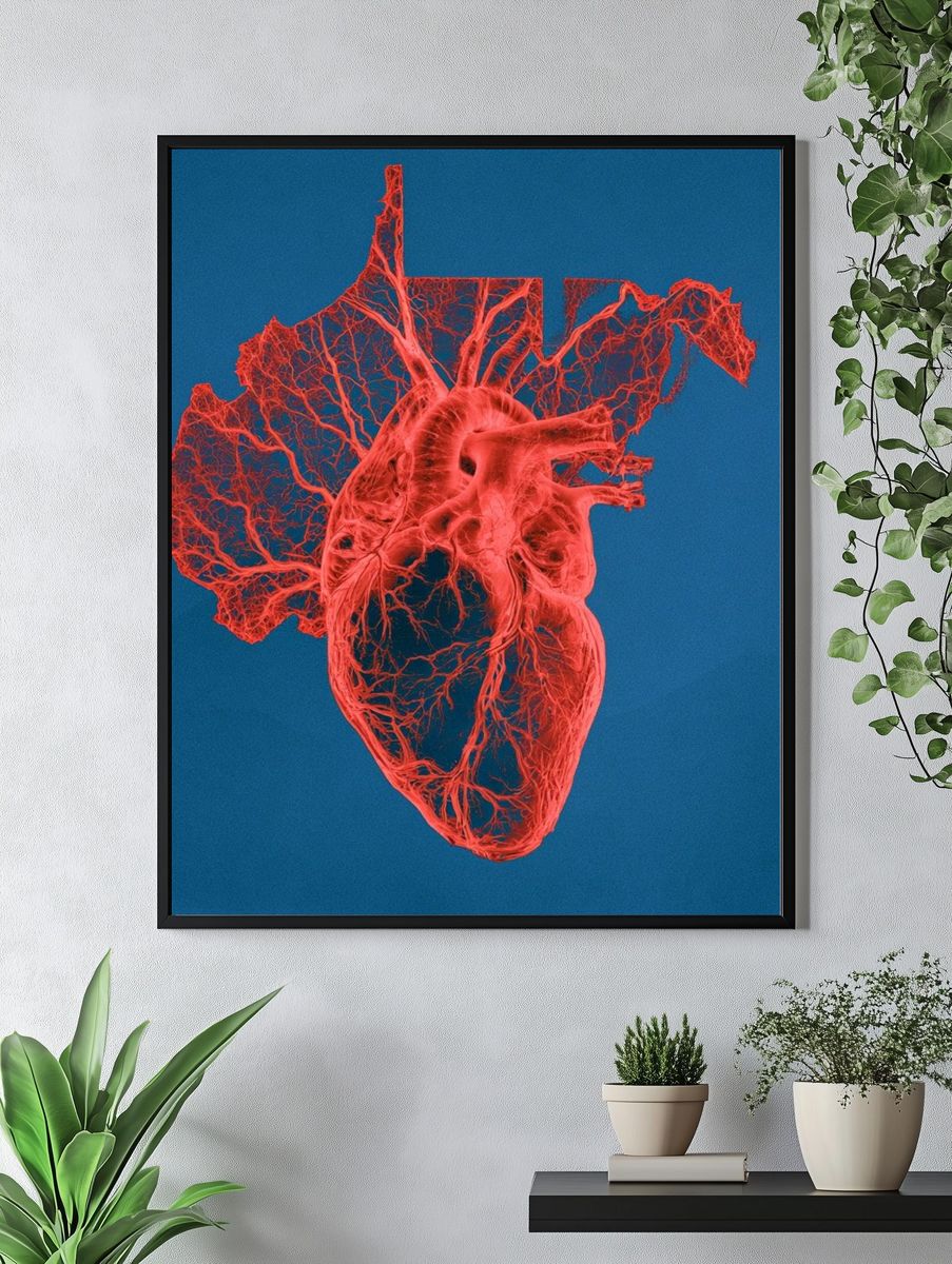 Anatomical Heart Digital Art Print. — room view 4
