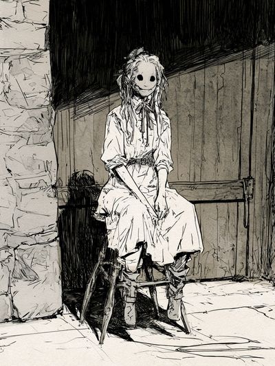 Masked Girl Ink Illustration Poster.