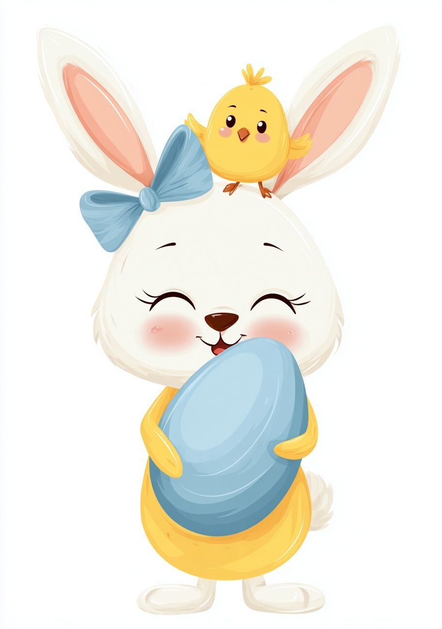 Easter Bunny and Chick Illustration Poster. poster — illustration art