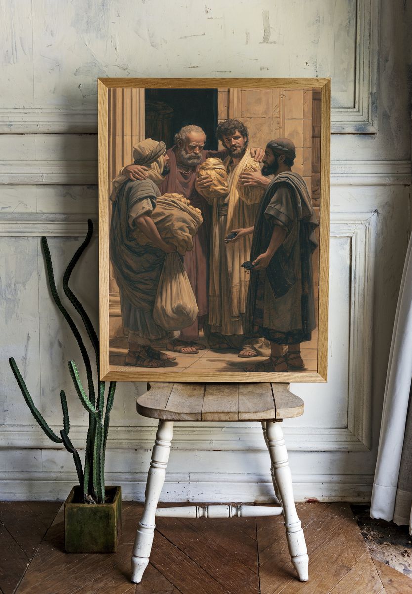 Biblical Gathering Illustration Poster. — room view 1
