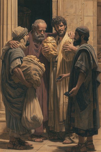 Biblical Gathering Illustration Poster.