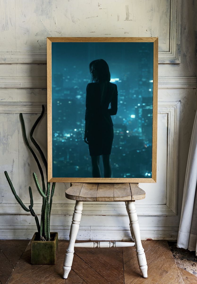 City Silhouette Portrait Print. room preview
