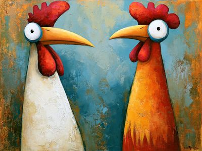 Two Rooster Portrait Poster. poster