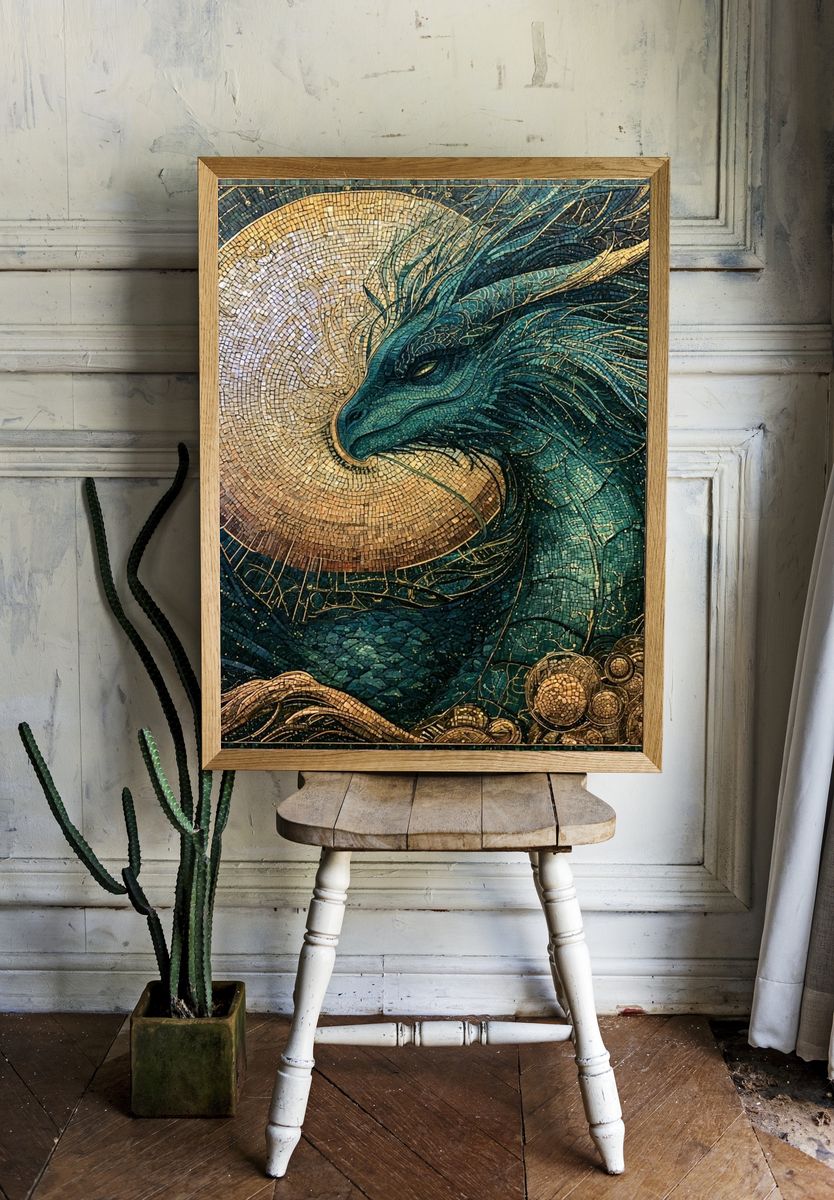 Celestial Dragon Mosaic Print. — room view 1