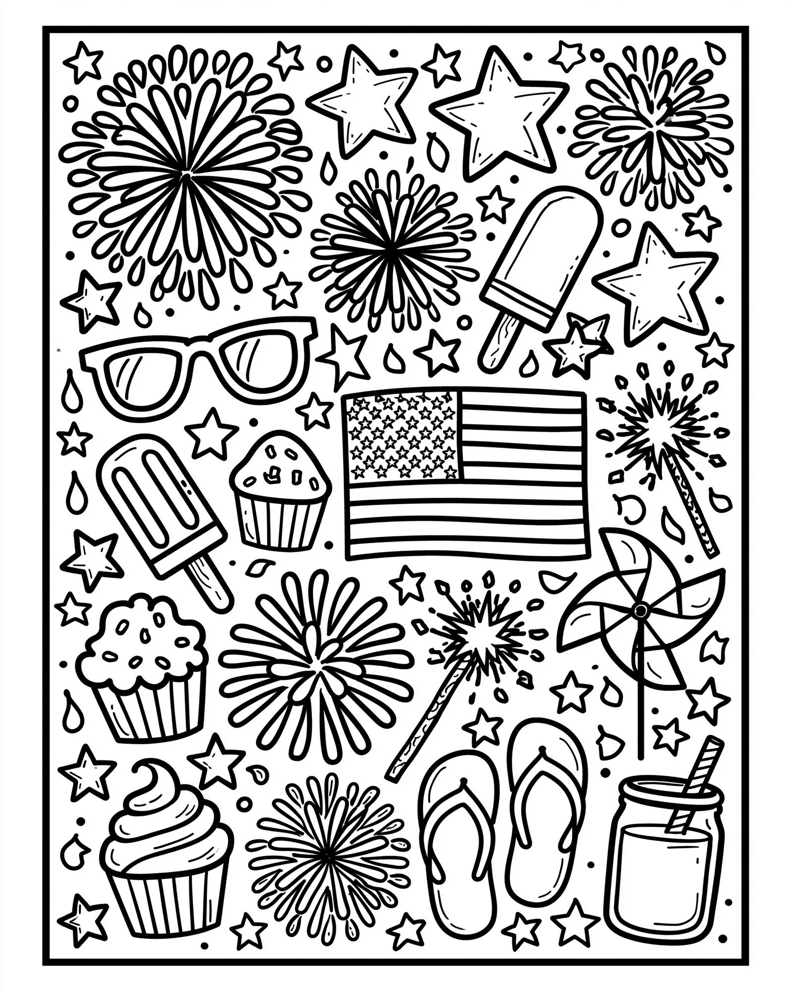 Patriotic Summer Doodles Print. poster detail