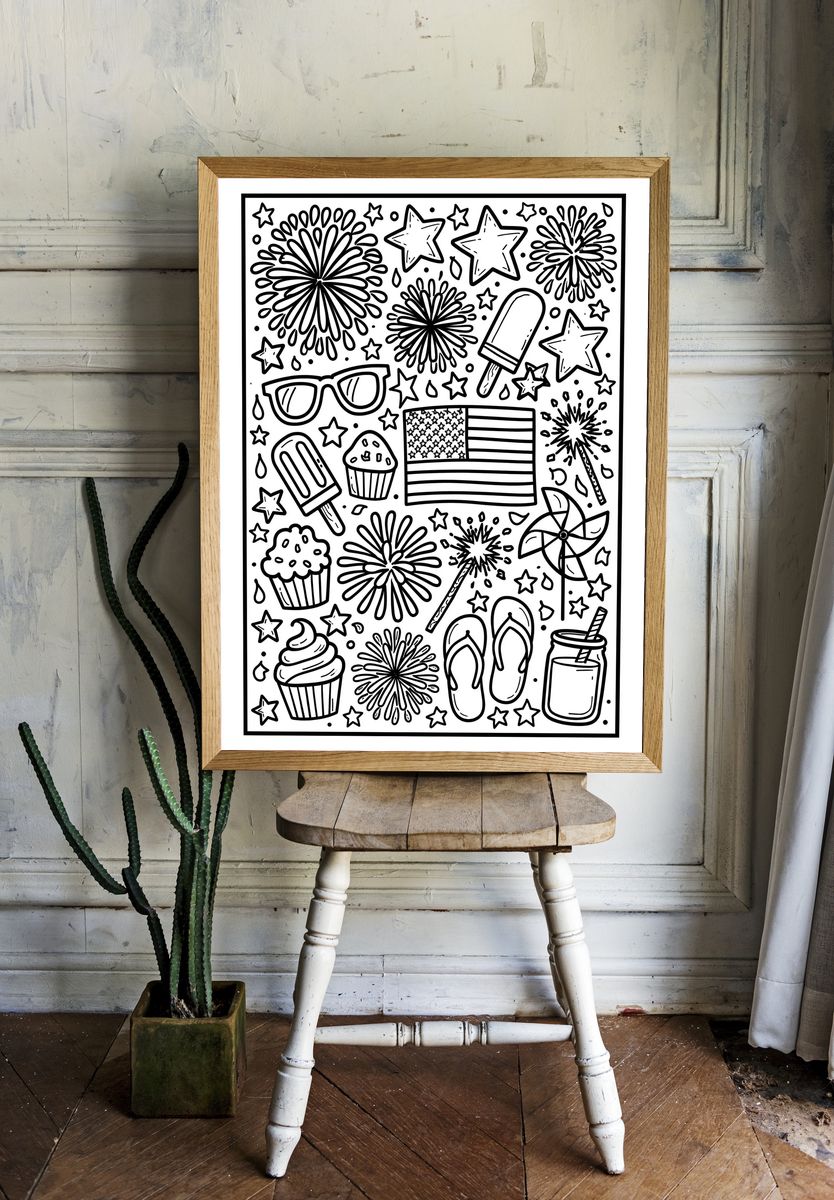 Patriotic Summer Doodles Print. room preview