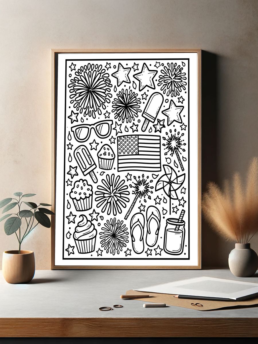 Patriotic Summer Doodles Print. — room view 2