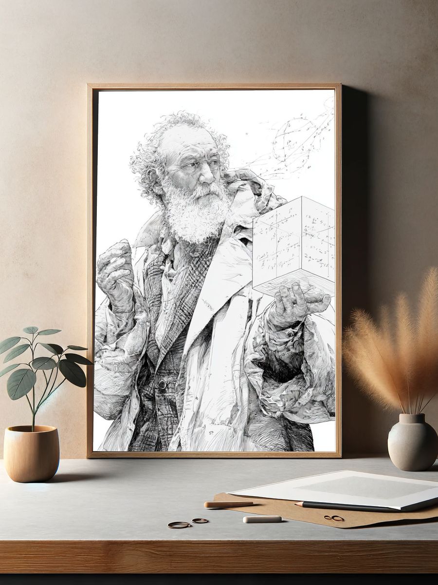 Einstein Cube Sketch Poster. — room view 2