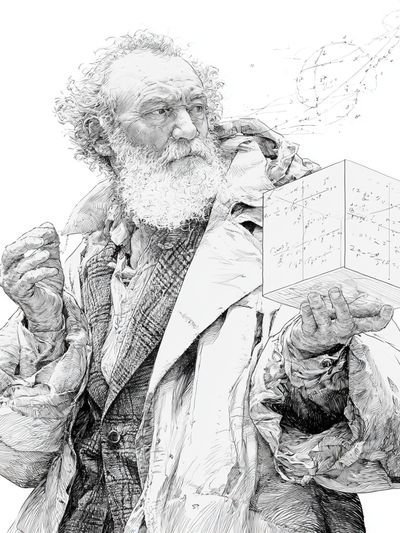 Einstein Cube Sketch Poster.