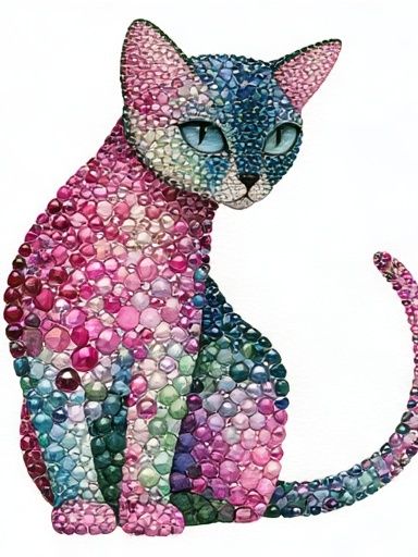 Gemstone Cat Illustration Poster. poster — illustration art