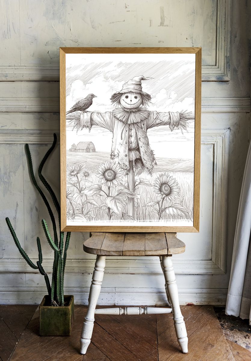 Scarecrow Field Sketch Poster. room preview