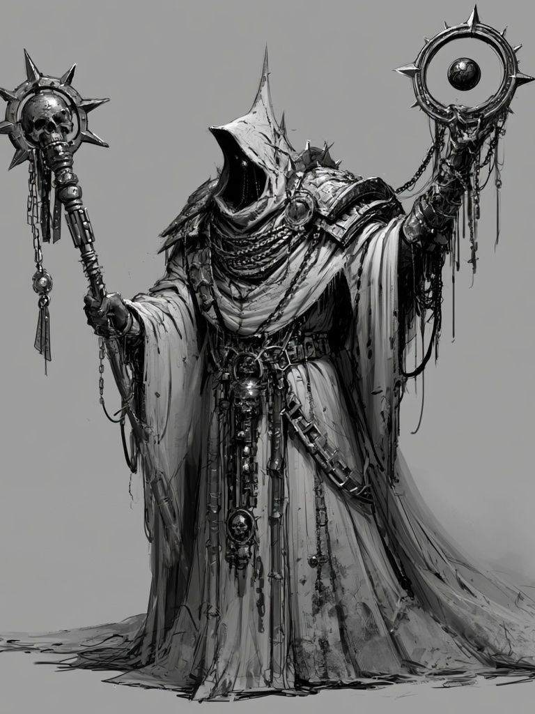 Dark Hooded Sorcerer Illustration Poster. poster detail
