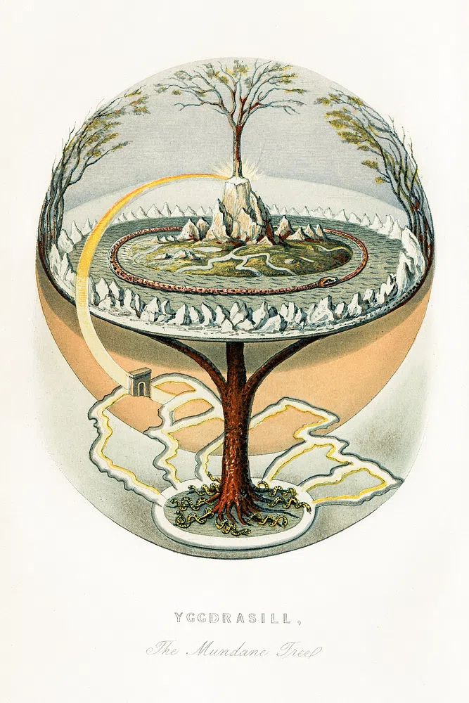Yggdrasill, mundane tree (1859) vintage. poster detail