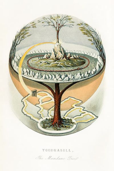 Yggdrasill, mundane tree (1859) vintage. poster print