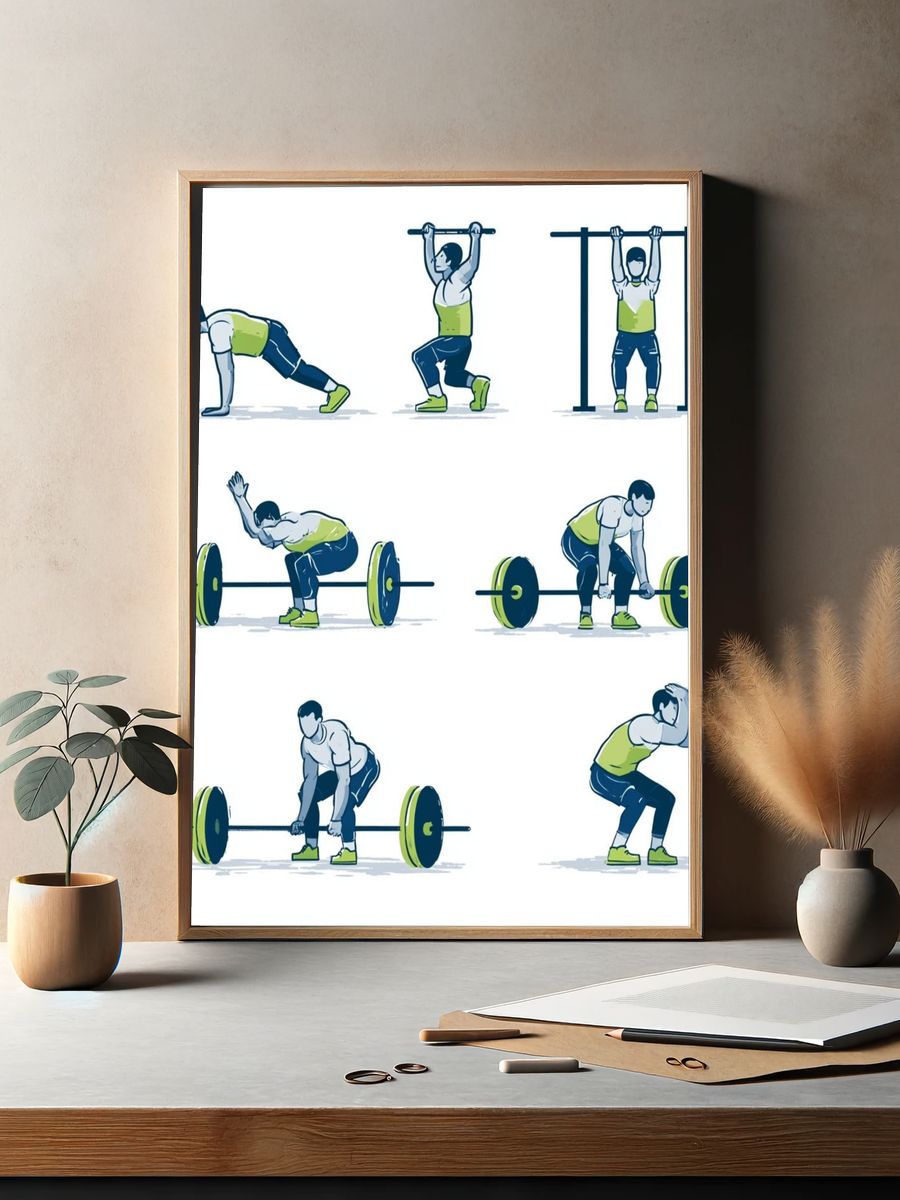 Weightlifting Exercise Illustration Poster. — room view 2