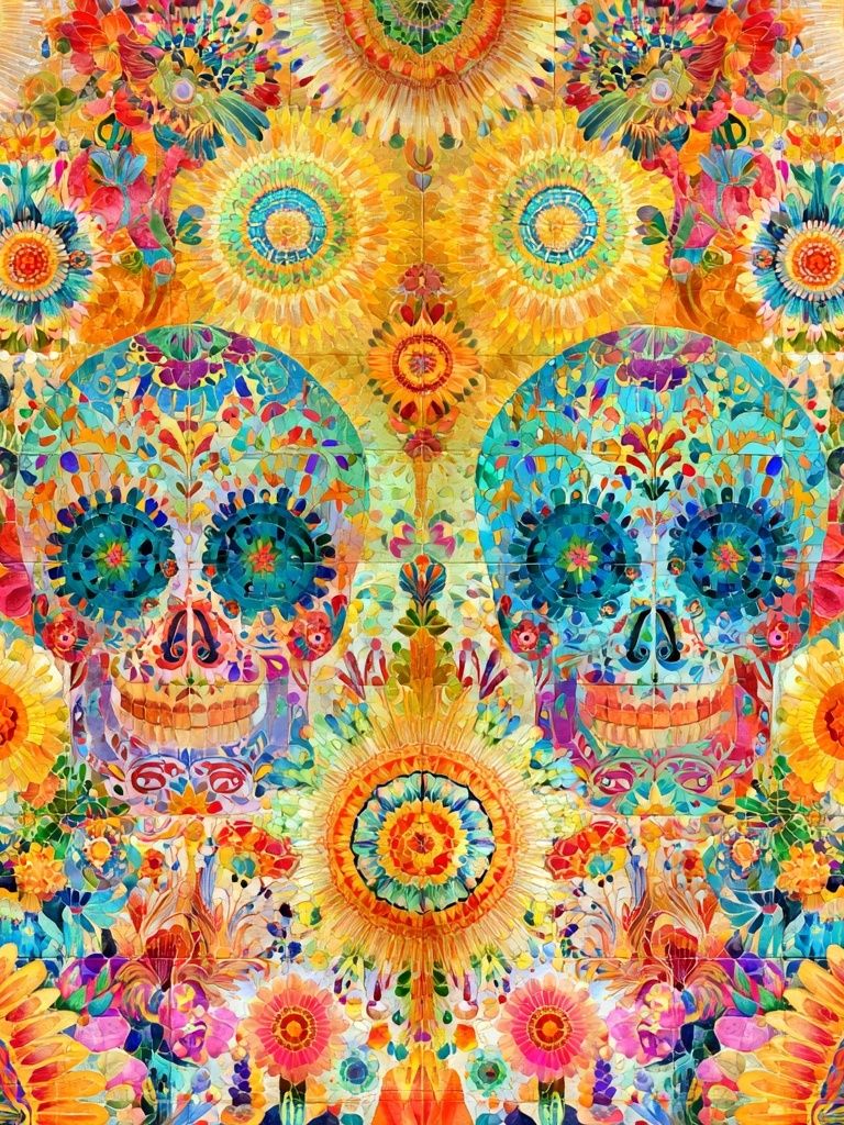 Floral Sugar Skull Illustration Poster. poster — illustration art