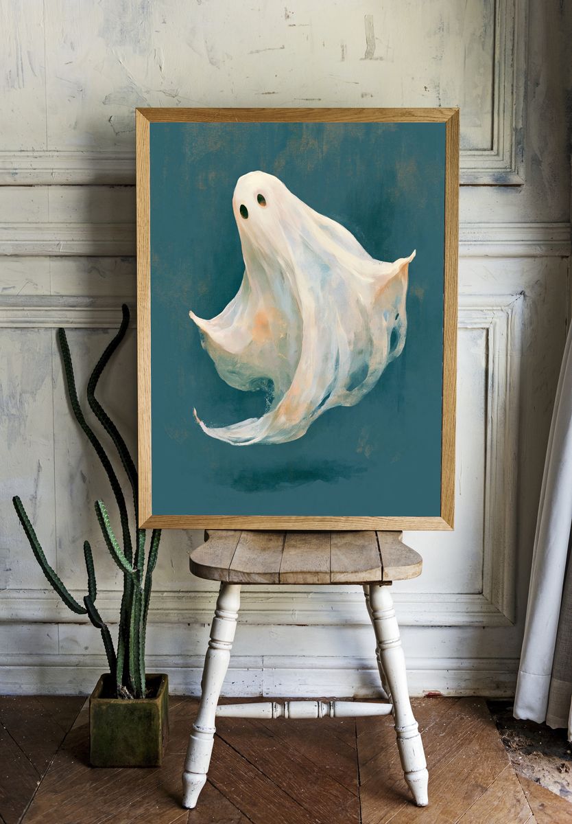 Floating Ghost Illustration Poster. — room view 1