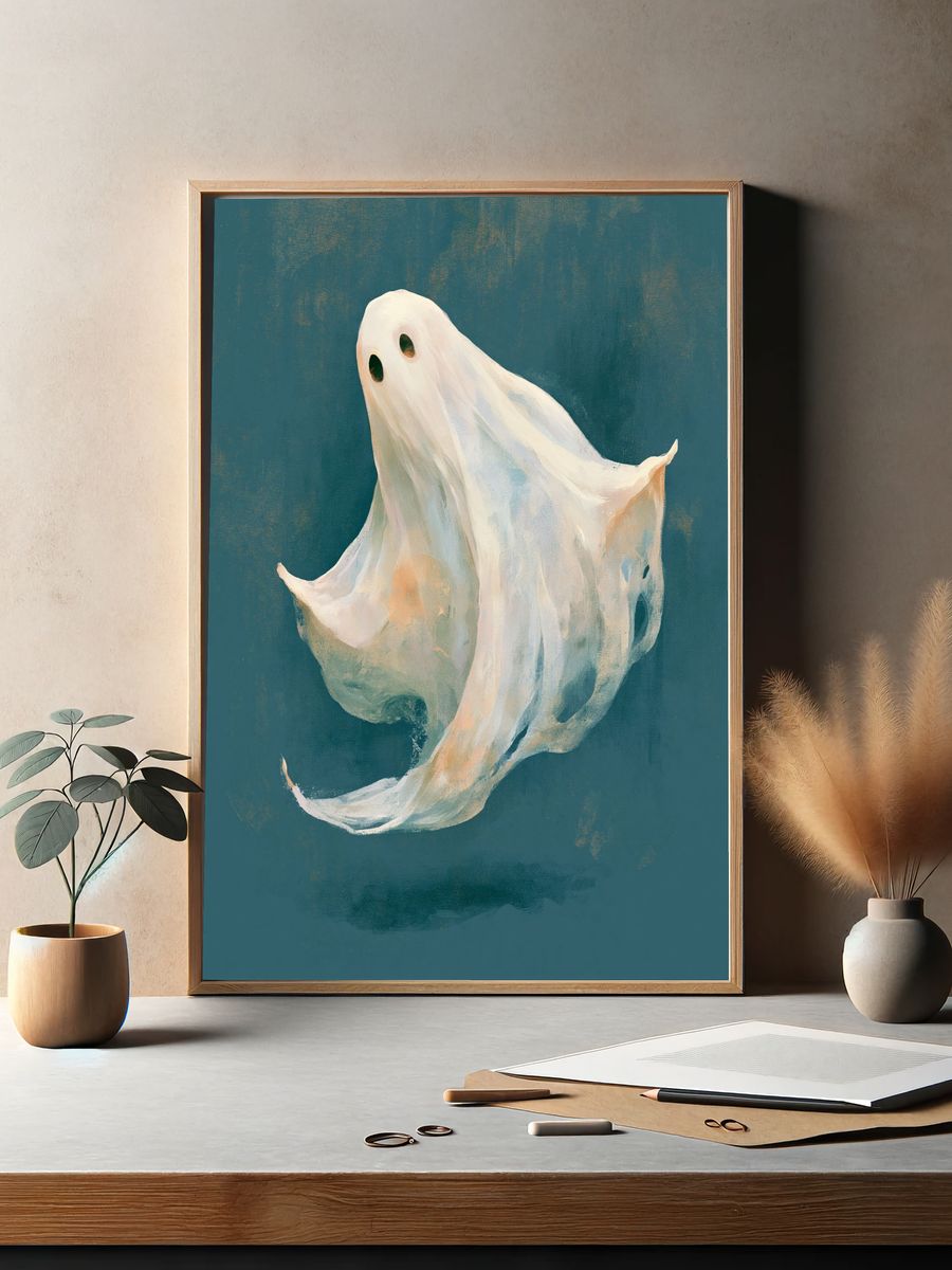 Floating Ghost Illustration Poster. — room view 2