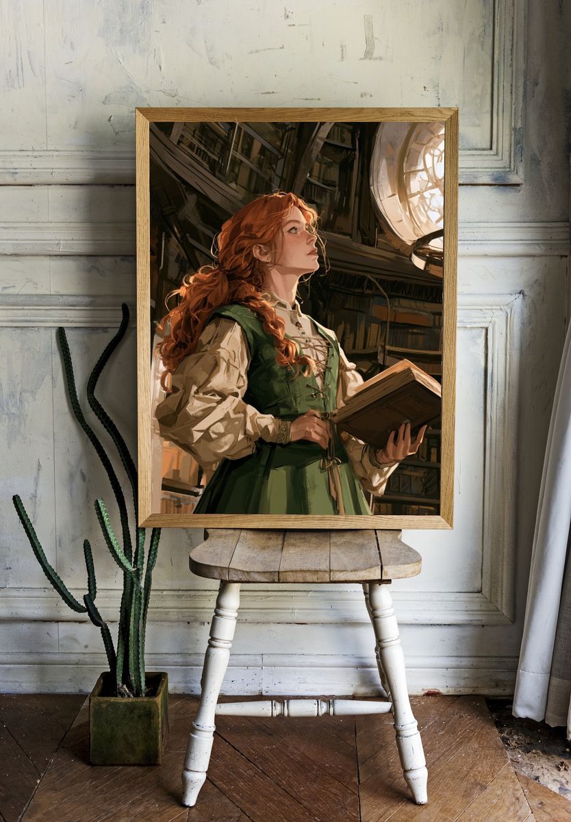 Library Reader Illustration Poster. room preview