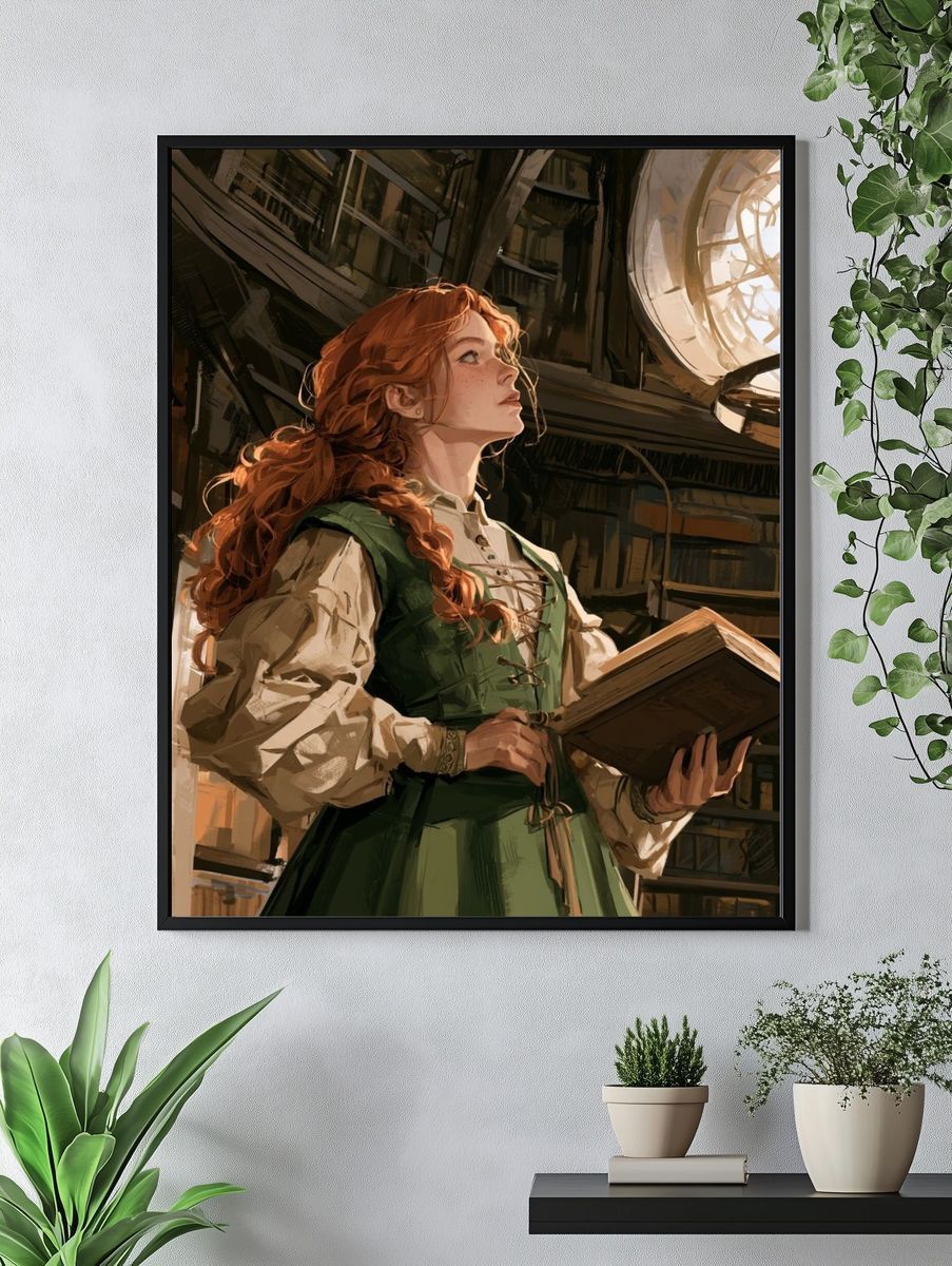 Library Reader Illustration Poster. — room view 4