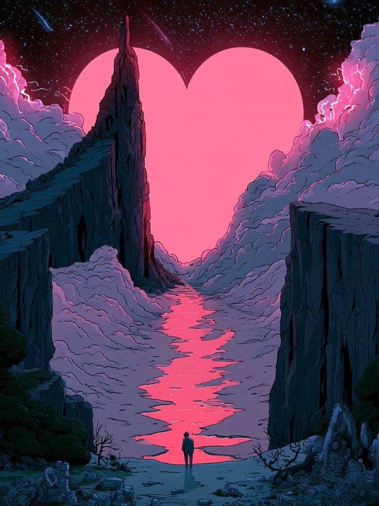 Cosmic Heartscape Illustration Poster. poster — illustration art