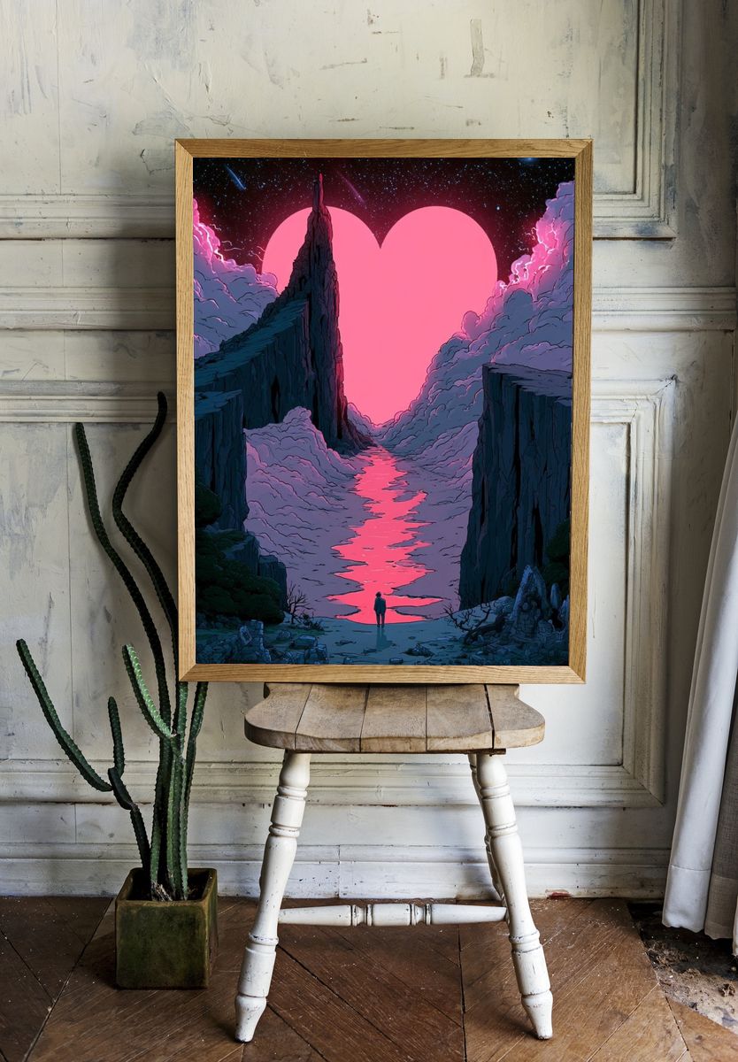 Cosmic Heartscape Illustration Poster. — room view 1