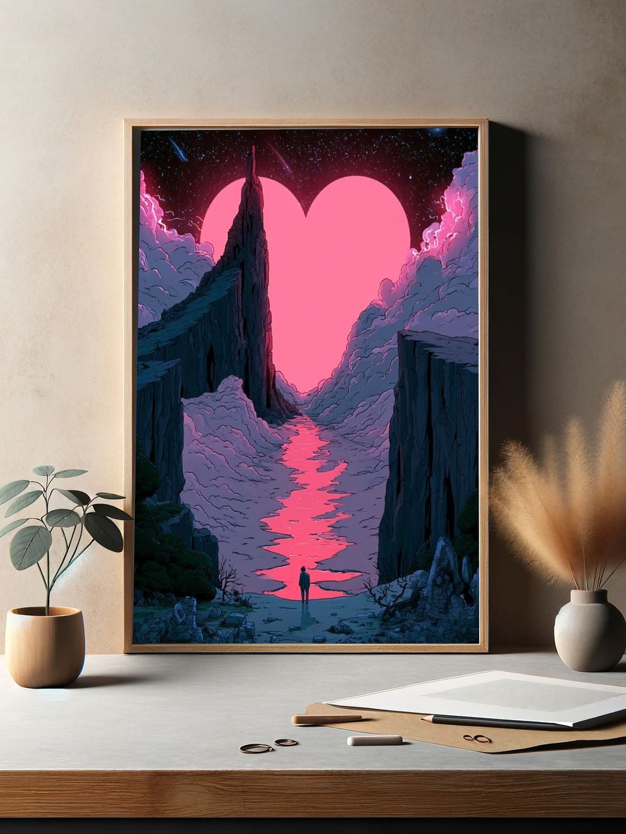 Cosmic Heartscape Illustration Poster. — room view 2