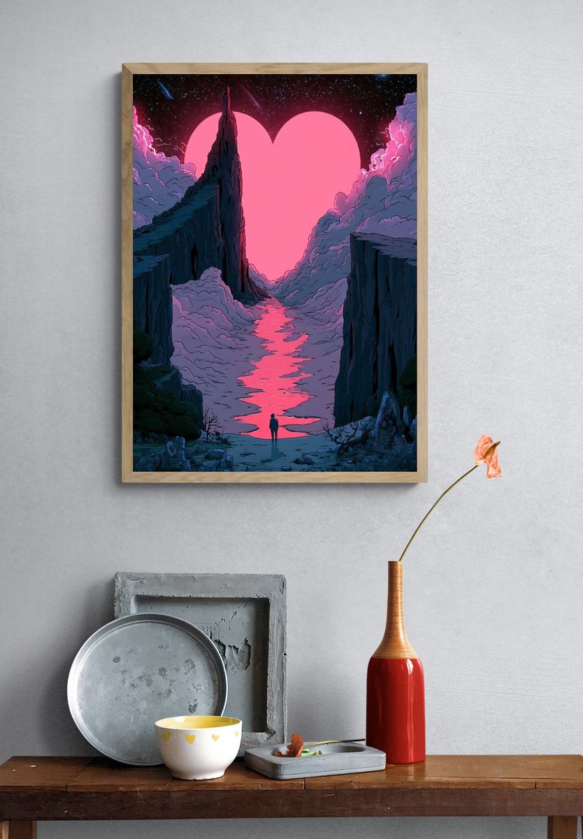 Cosmic Heartscape Illustration Poster. — room view 3