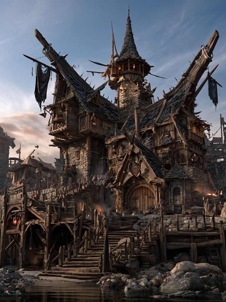Fantasy Fortress Village Poster. poster detail