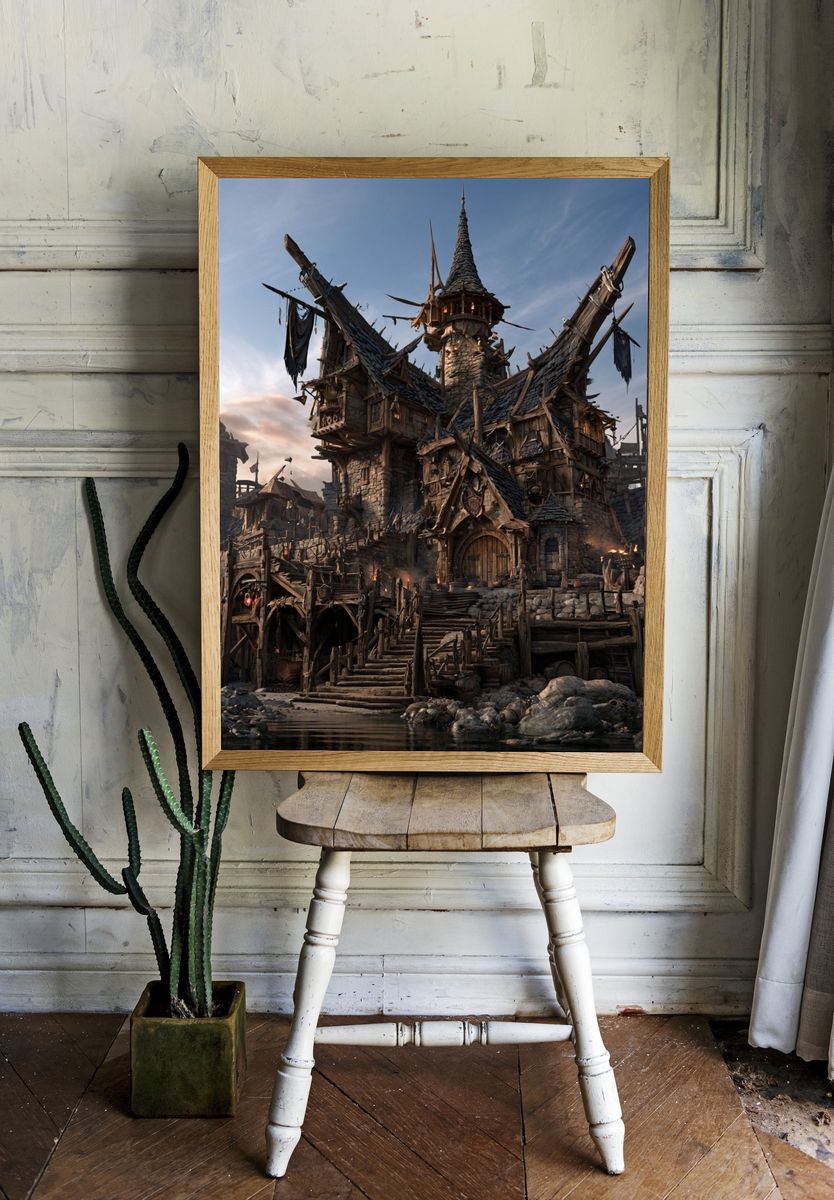 Fantasy Fortress Village Poster. room preview