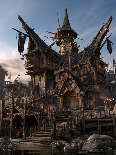 Fantasy Fortress Village Poster.