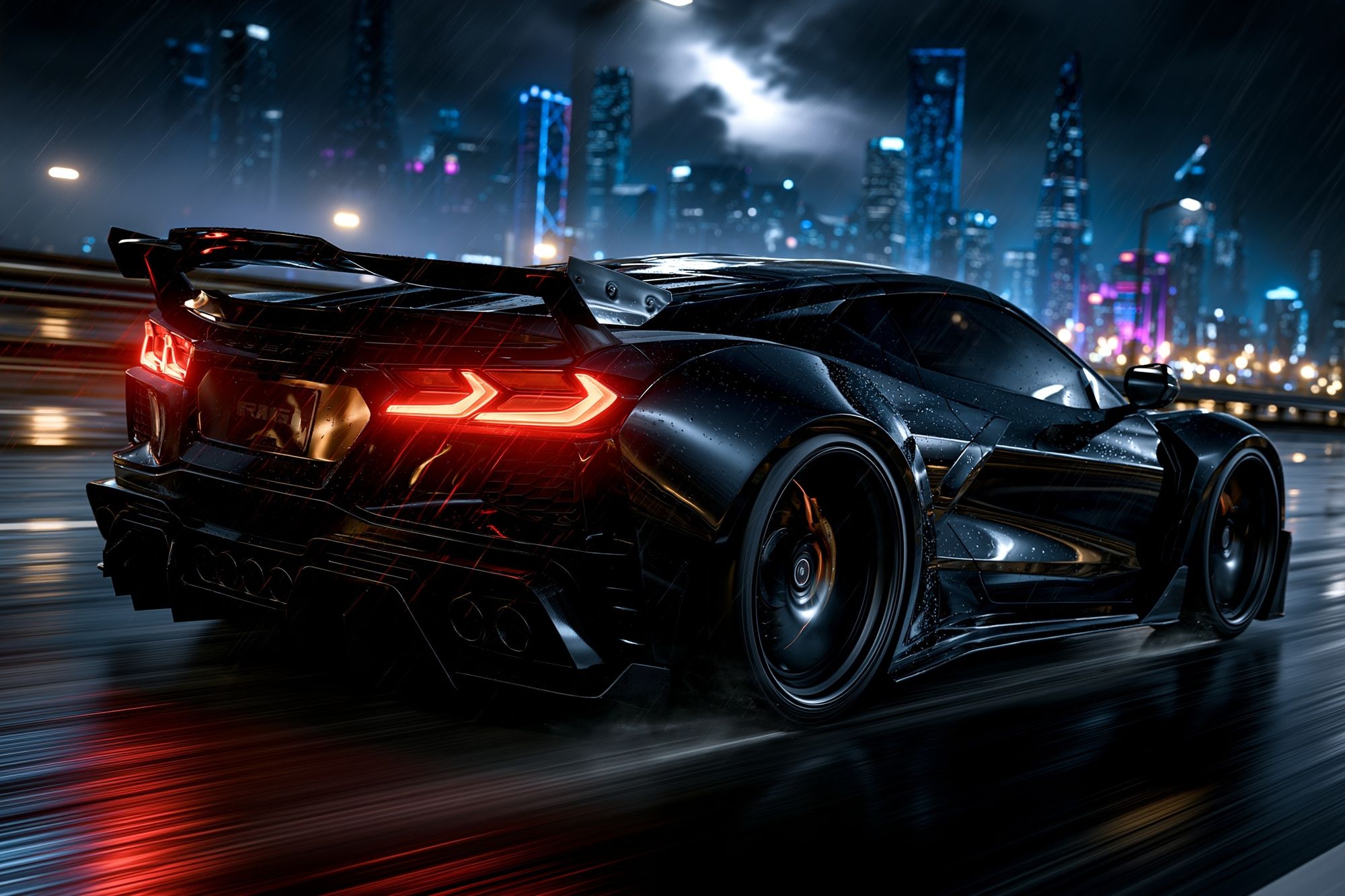 Neon Supercar Night Drive Poster. poster detail