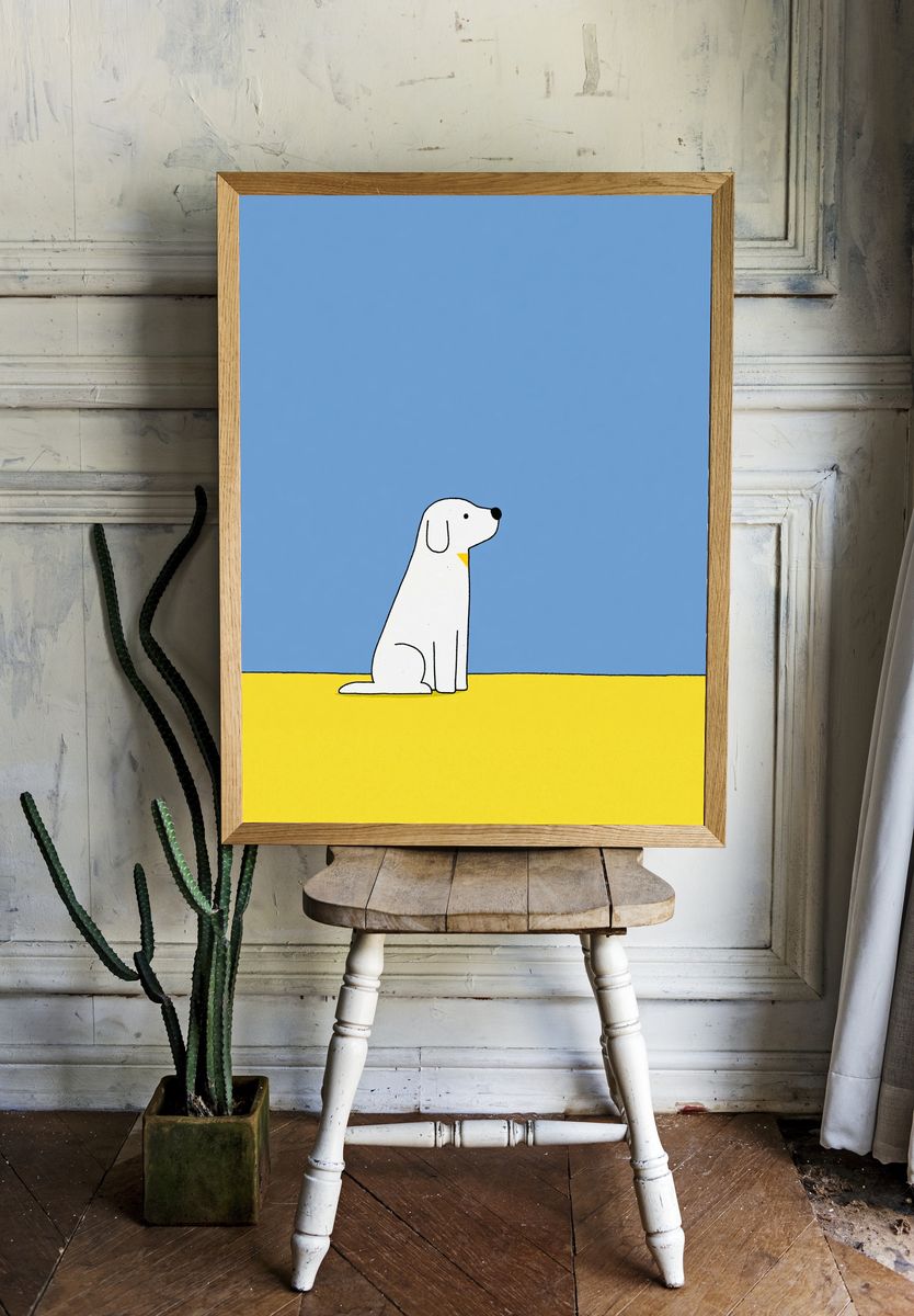 Minimal Dog Illustration Poster. — room view 1