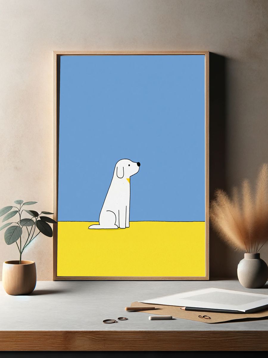 Minimal Dog Illustration Poster. — room view 2