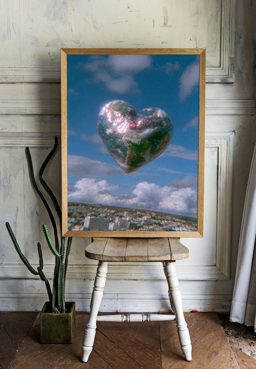 Floating Heart Sky Poster. room preview