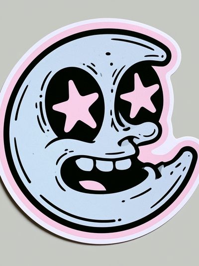 Cute Moon Face Cartoon Poster. poster
