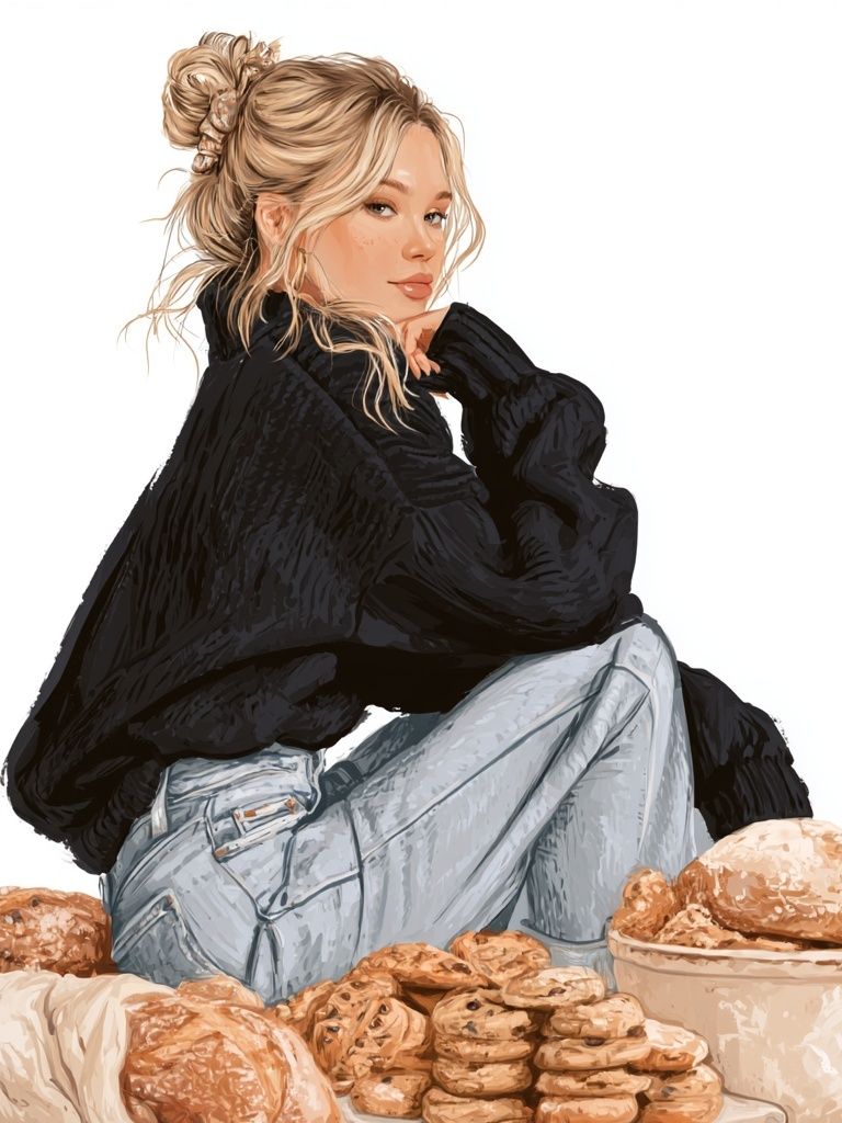 Bakery Girl Illustration Poster. poster detail