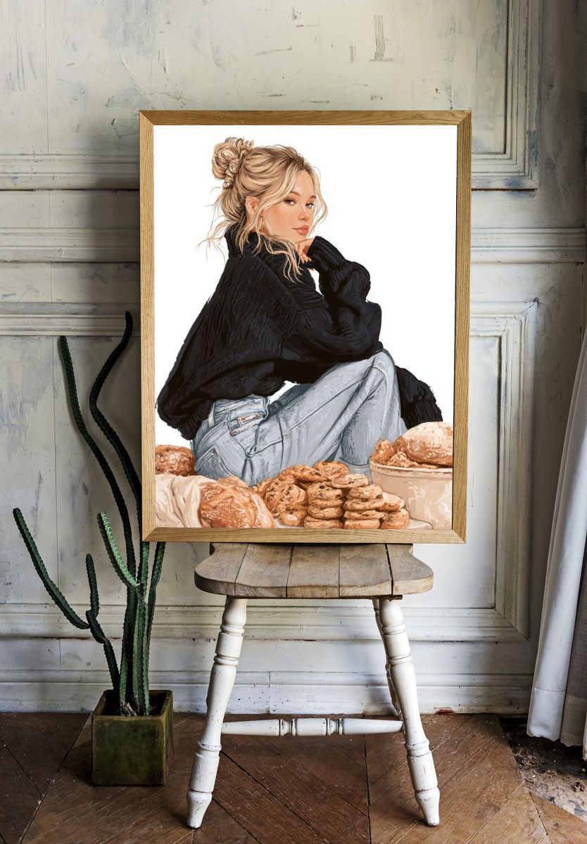 Bakery Girl Illustration Poster. — room view 1