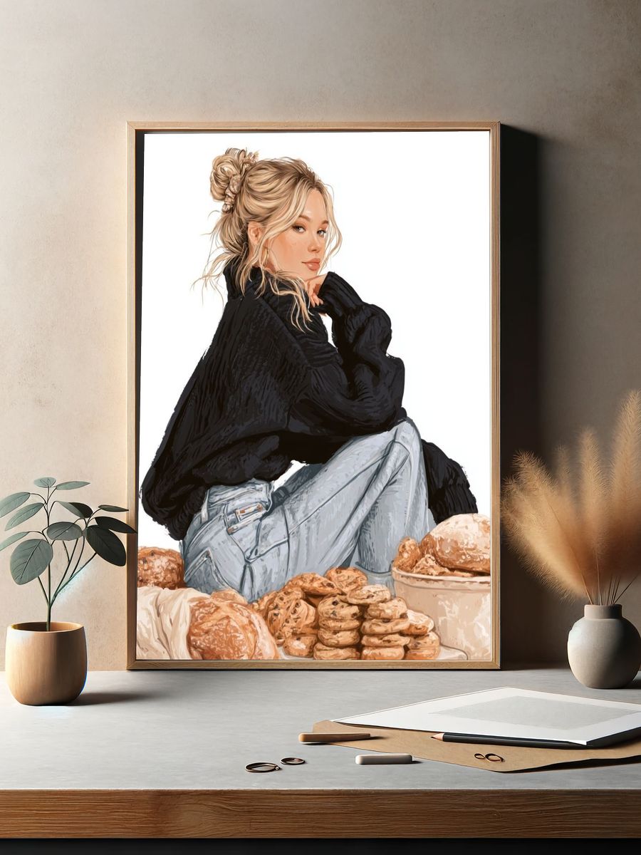Bakery Girl Illustration Poster. — room view 2
