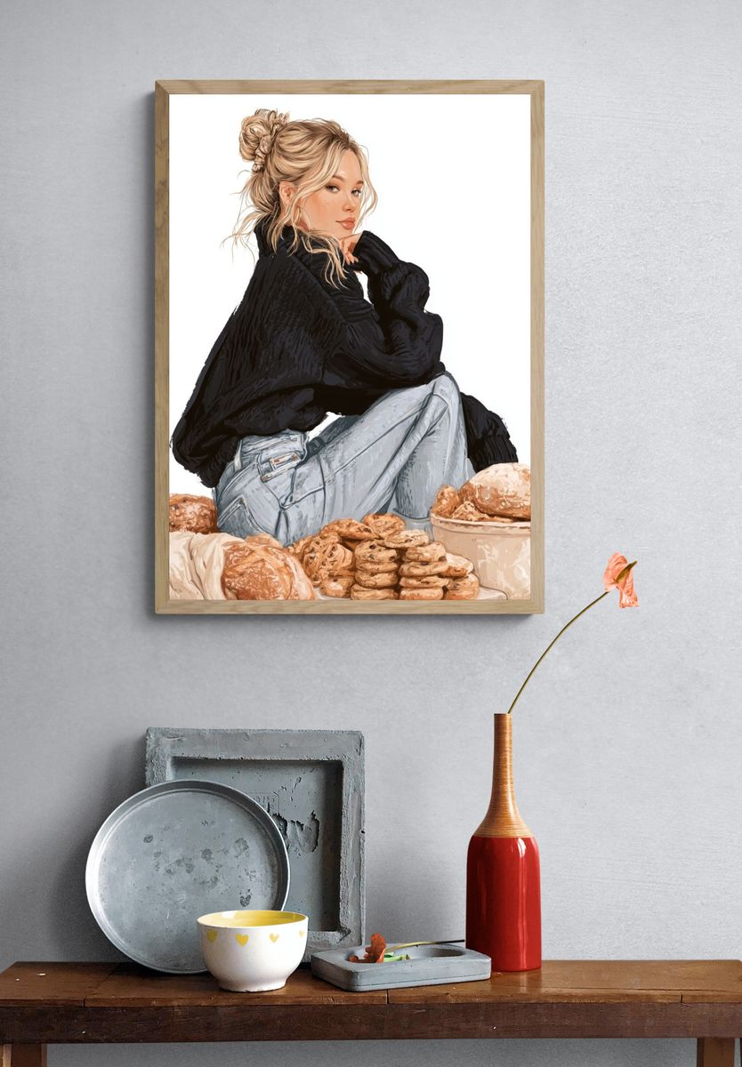 Bakery Girl Illustration Poster. — room view 3