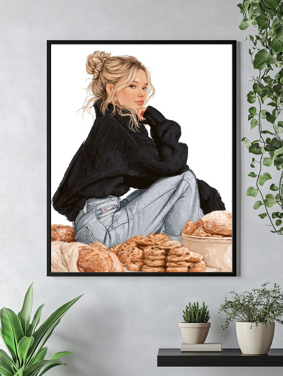 Bakery Girl Illustration Poster. — room view 4