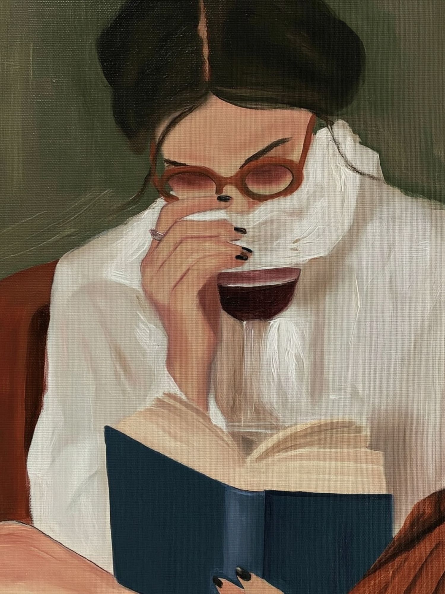 Reading Woman Portrait Print. poster — illustration art