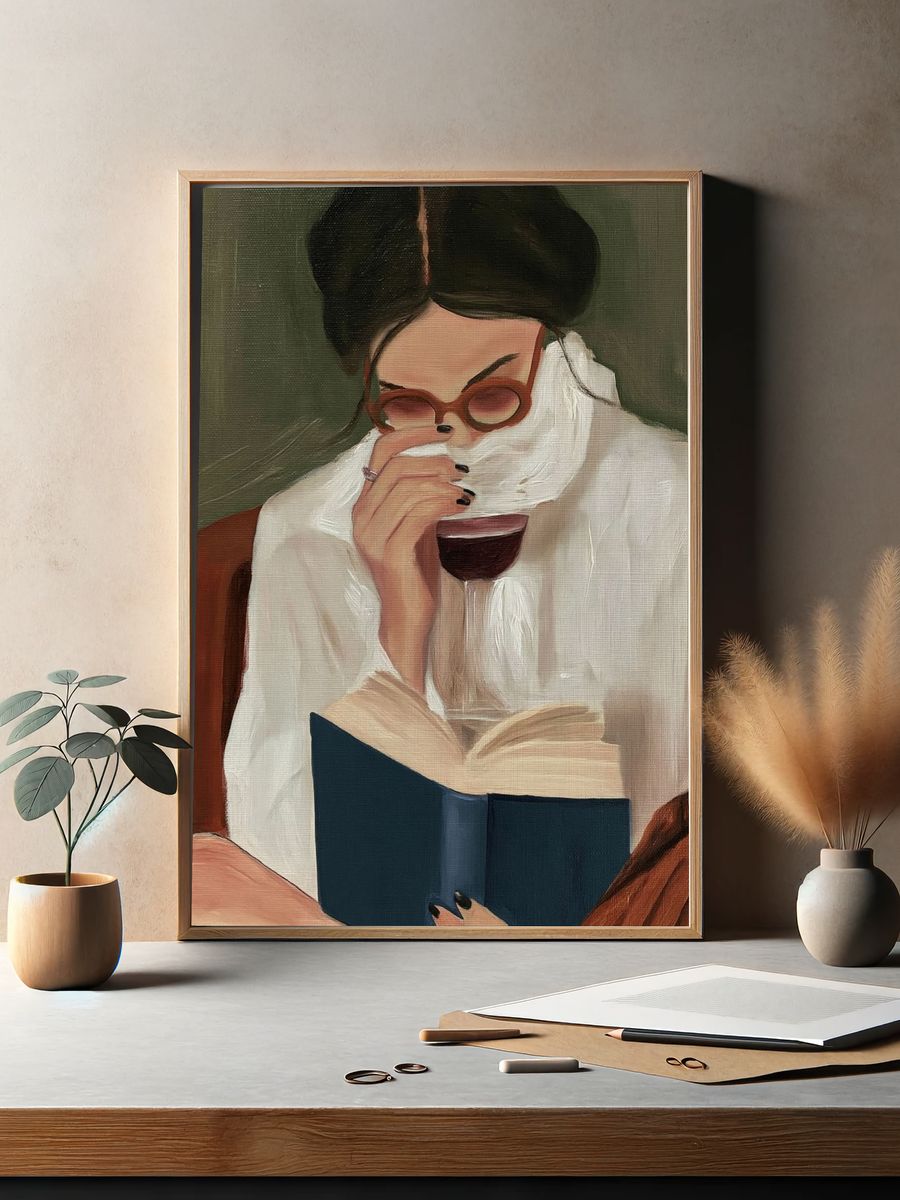 Reading Woman Portrait Print. — room view 2