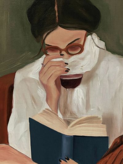 Reading Woman Portrait Print. poster