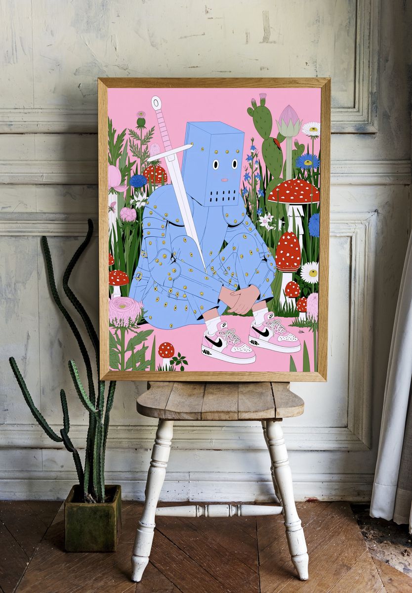 Surreal Knight Garden Poster. room preview