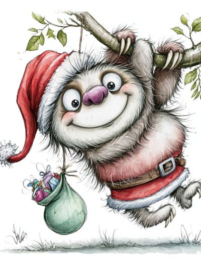 Christmas Sloth Illustration Poster. poster