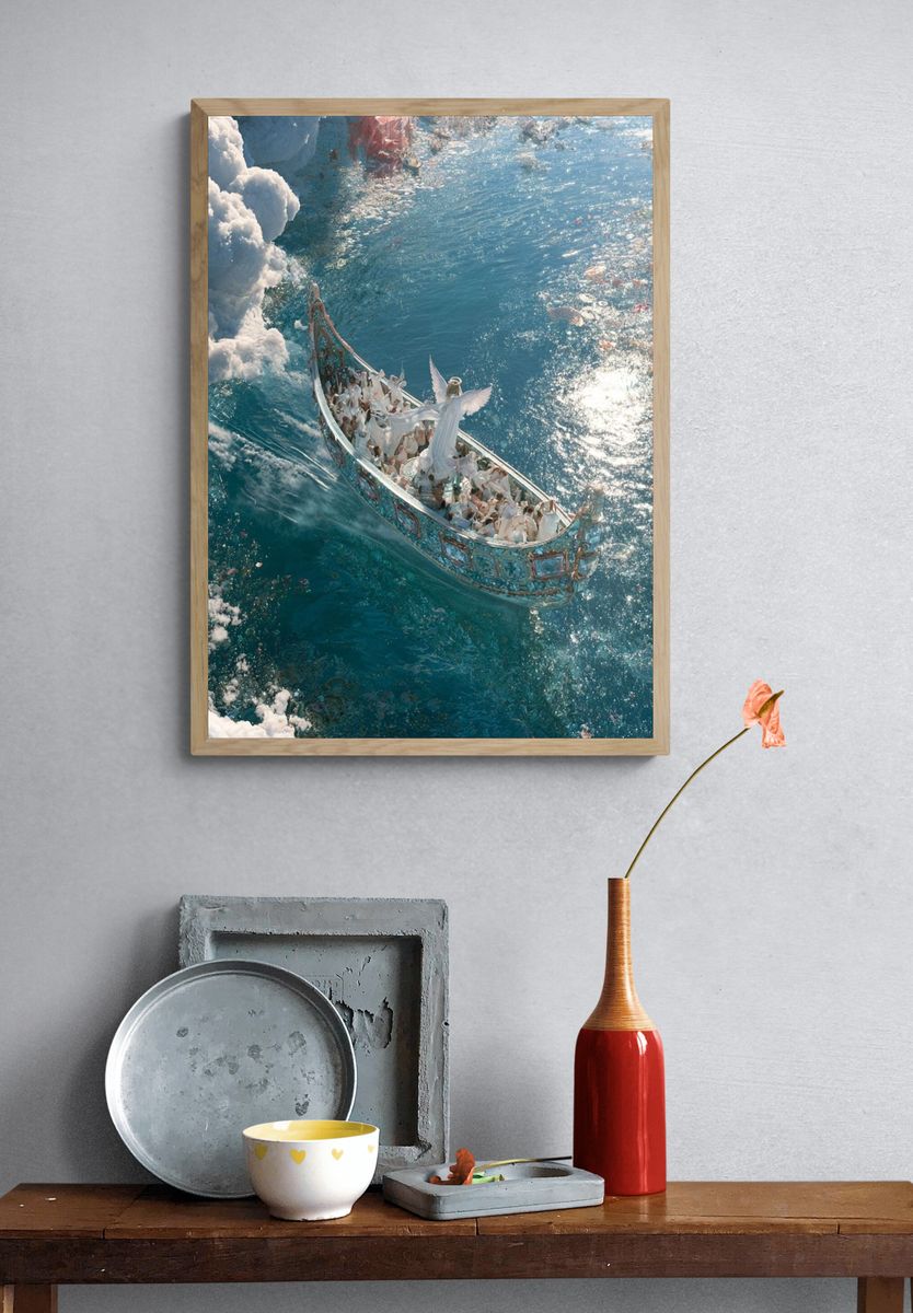 Celestial Boat Voyage Illustration Print. — room view 3
