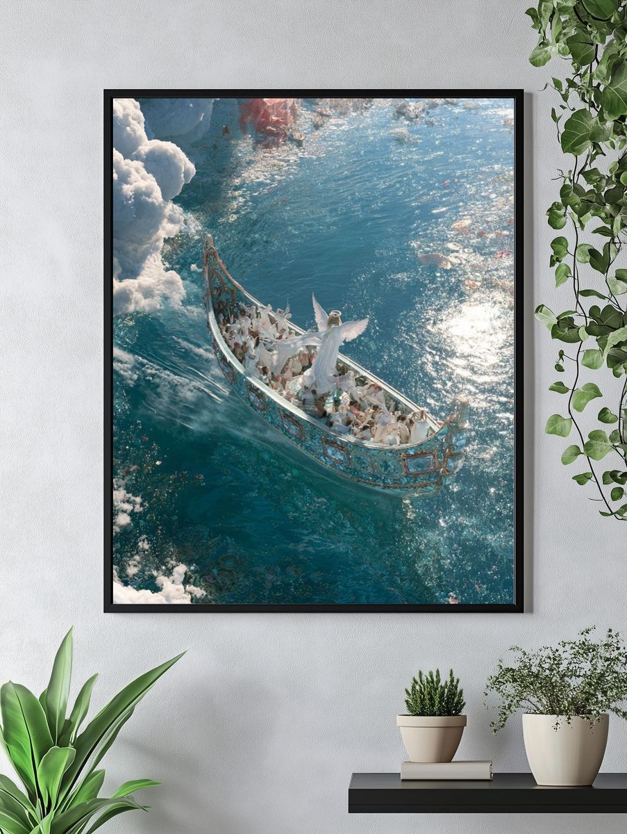 Celestial Boat Voyage Illustration Print. — room view 4