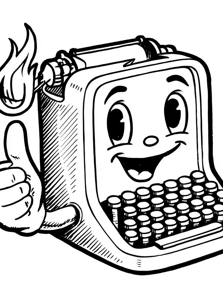 Smiling Typewriter Cartoon Poster. poster — illustration art